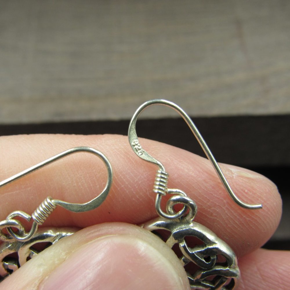 Sterling Silver Celtic Pattern Circle Earrings - image 3